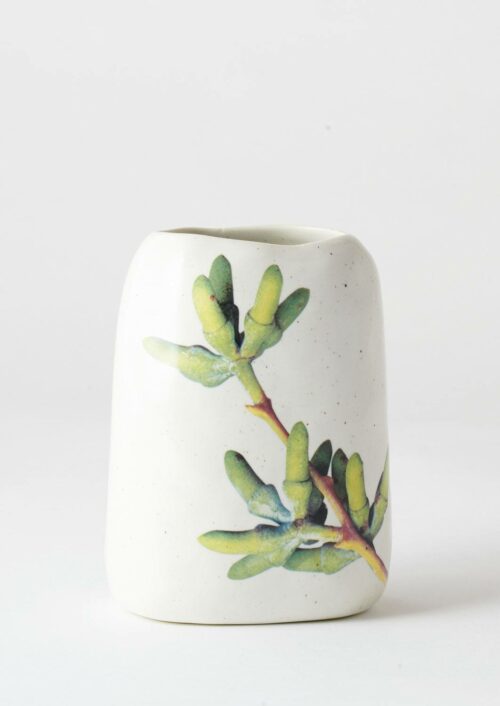 Pebble Vase Green Eucalyptus Buds