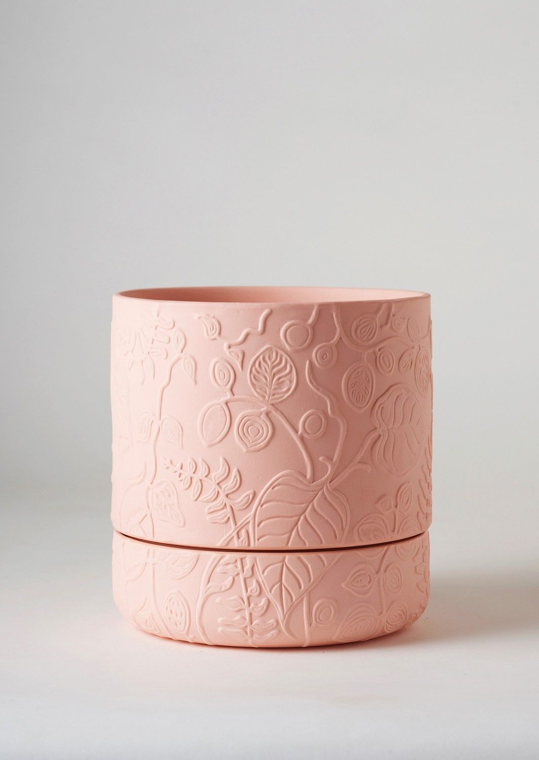 Angus & Celeste Folia Relief Plant Pot Coral
