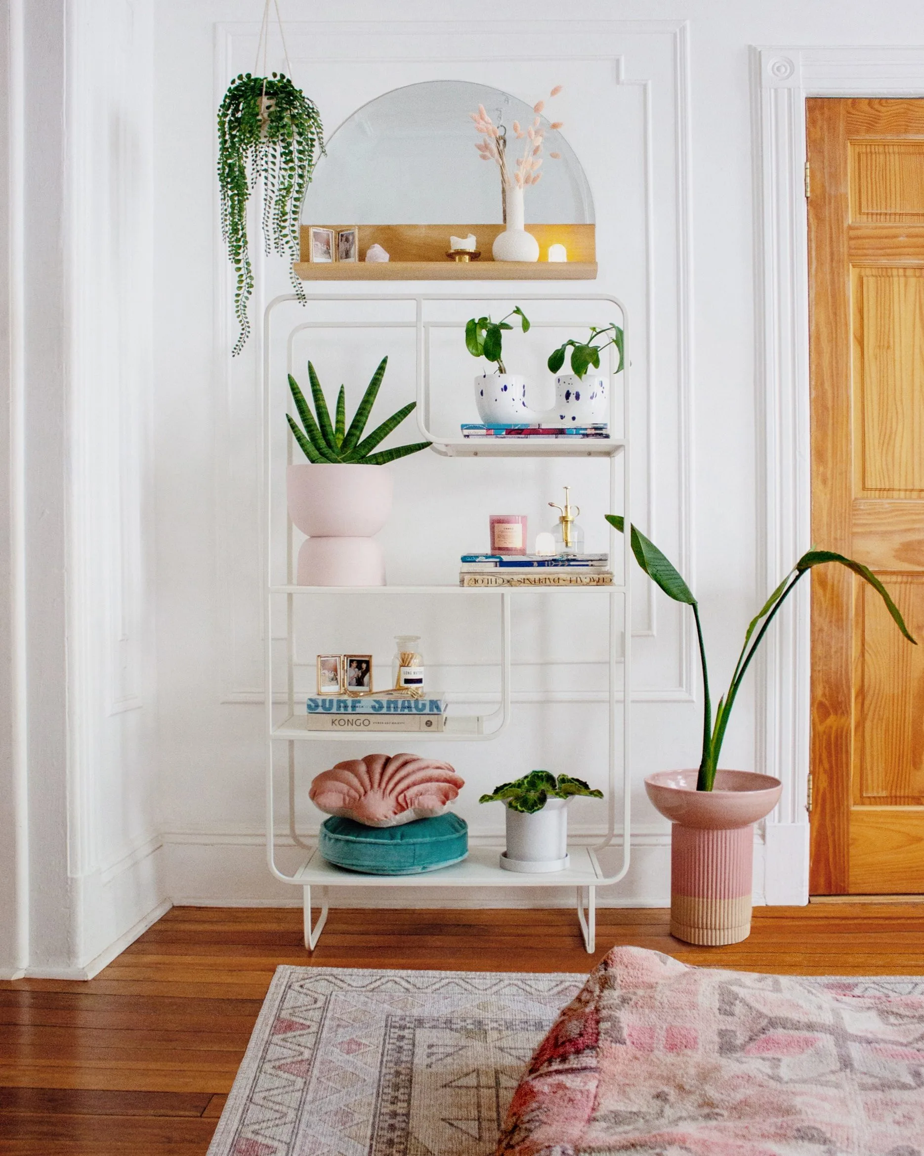 Angus & Celeste - Meet Mallory from Reserve Home A beautifully plant-filled shelf styled by Mallory from @reserve_home featuring our Connected Plant Pot in Blue Crystal, Raw Earth Plant Pot in Rock Salt Pink, and Sandstone Plant Pot in White (Small).