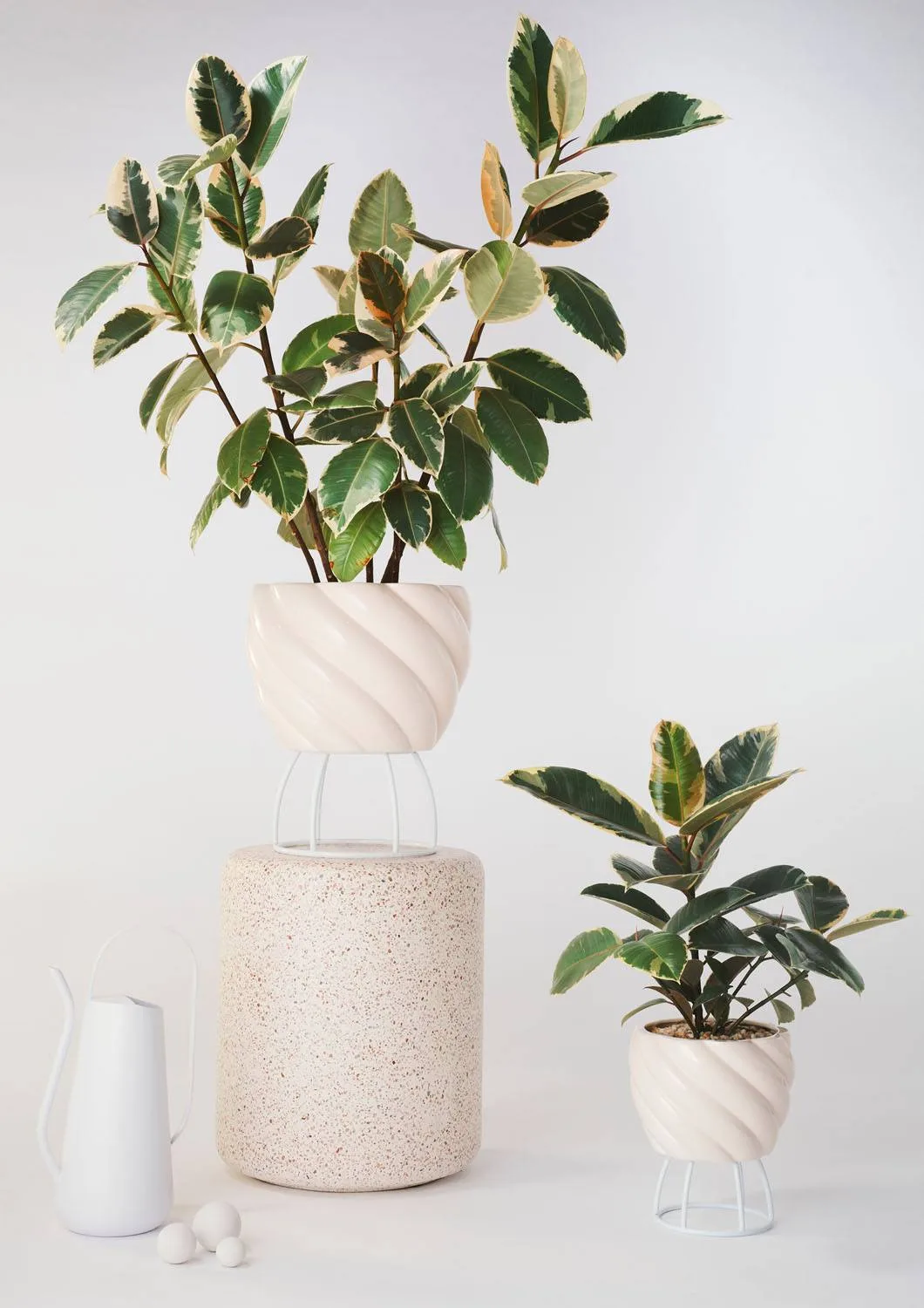 Angus & Celeste Spiral Plant Pots Blush Styled