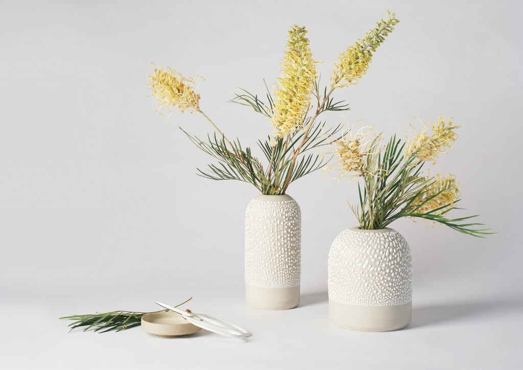 White-Water Bead Bud Vases