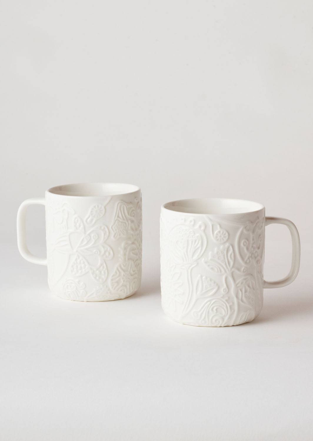 Angus & Celeste - Imaginary Botanical Mugs Two Set - White